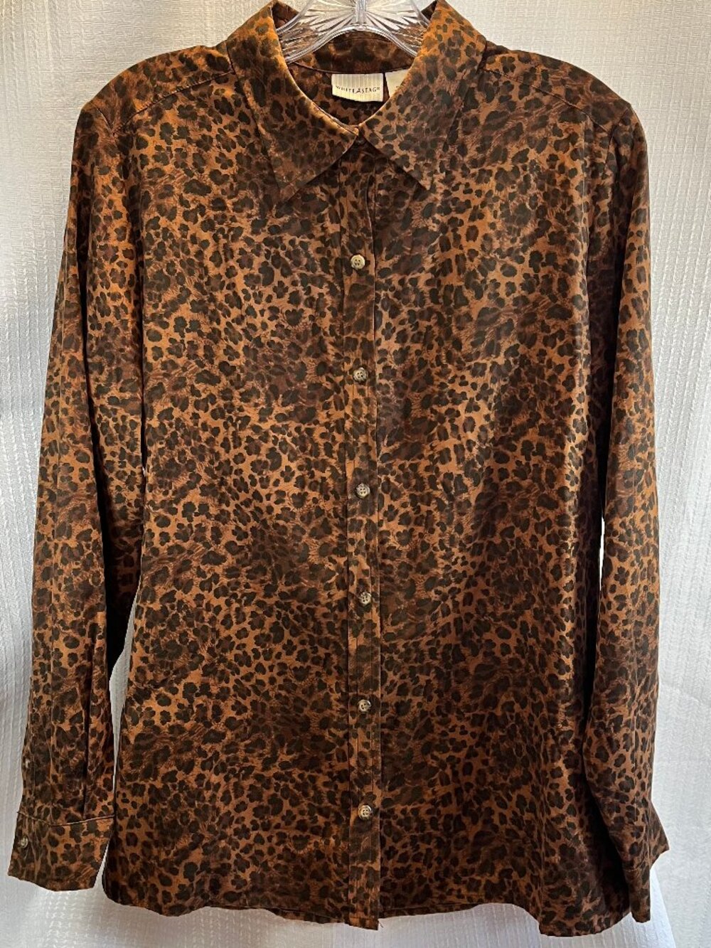 Vintage White Stag Leopard Print Moleskin / Ultra-suede Blouse size M
